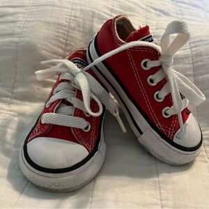 Infants Converse All Stars Red Chuck Taylor’s Size 4 Baby Boy Girl Kids Shoes